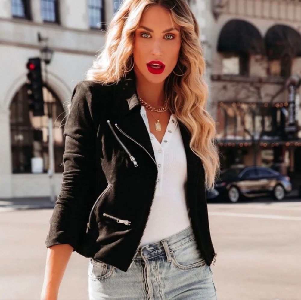Vici Black Vegan Suede Moto Market Jacket